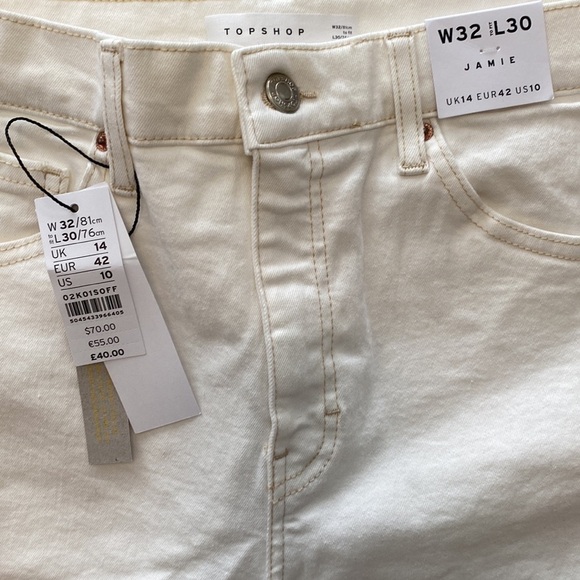 Topshop Jamie High Rise Skinny Ankle Jeans Jegging in Off White US 10 - Picture 7 of 12